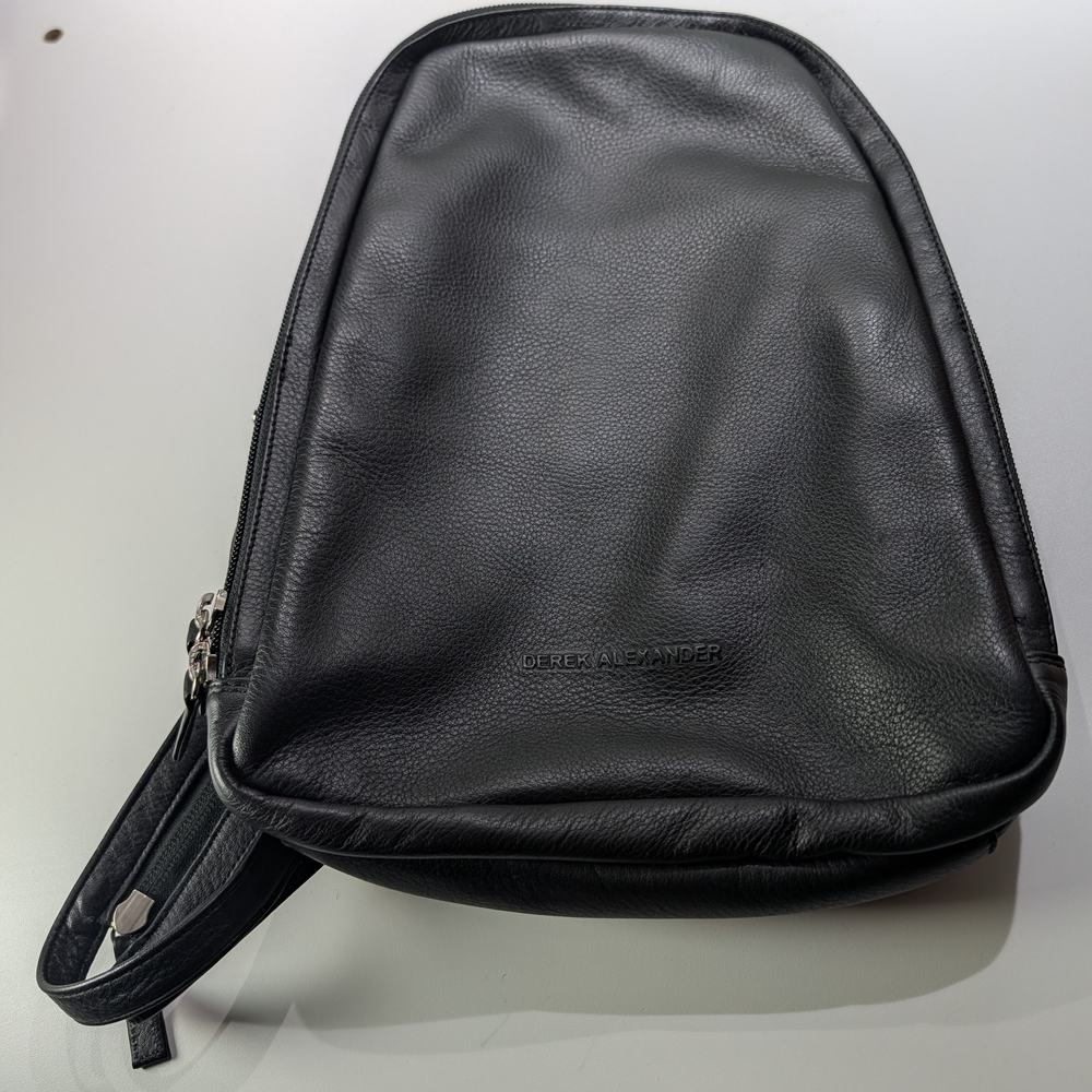 Derek Alexander Black Leather Sling Bag Is Unisex
